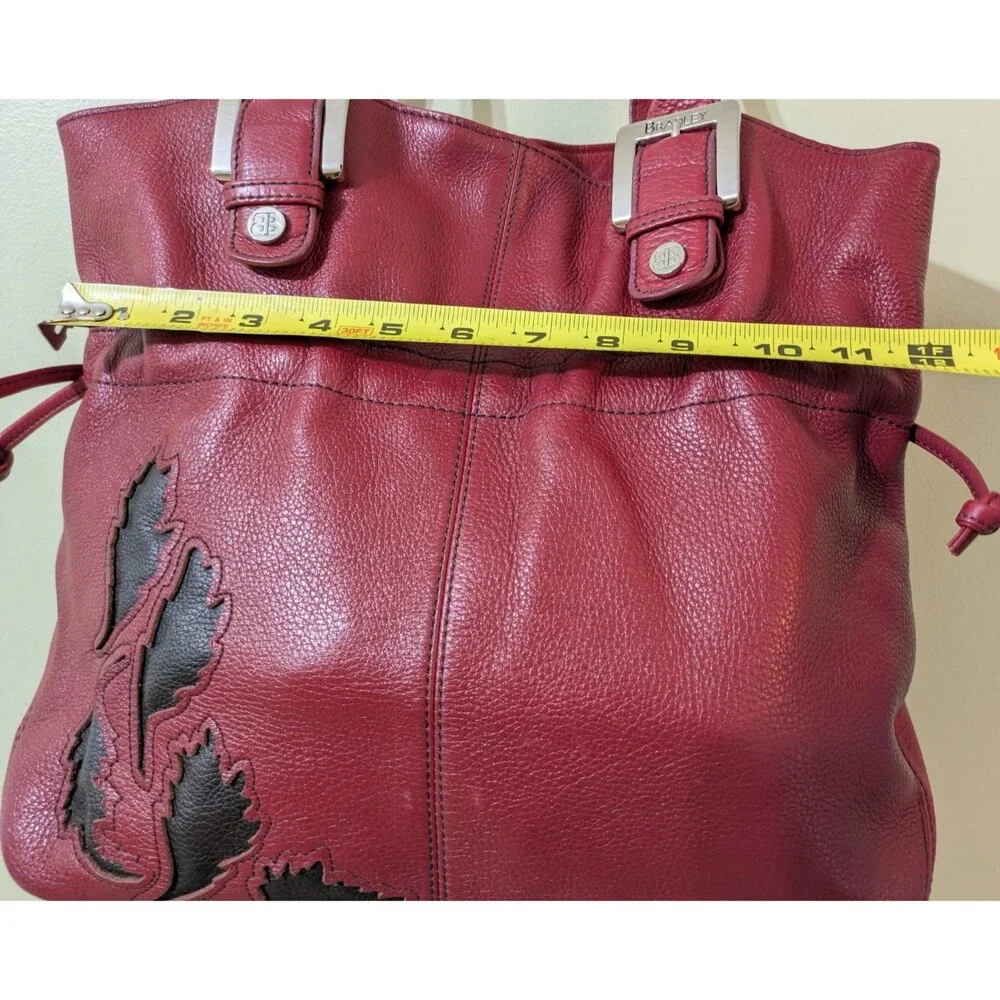 Bradley Large Red Shoulder Bag With Black Inlay, Quality Heavy Leather! Not Vera - Picture 11 of 12